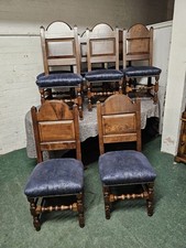 BYLAW STUNNING SOLID OAK SET OF 8 x UPHOLSTERED & PANELLED BACK DINNING CHAIRS
