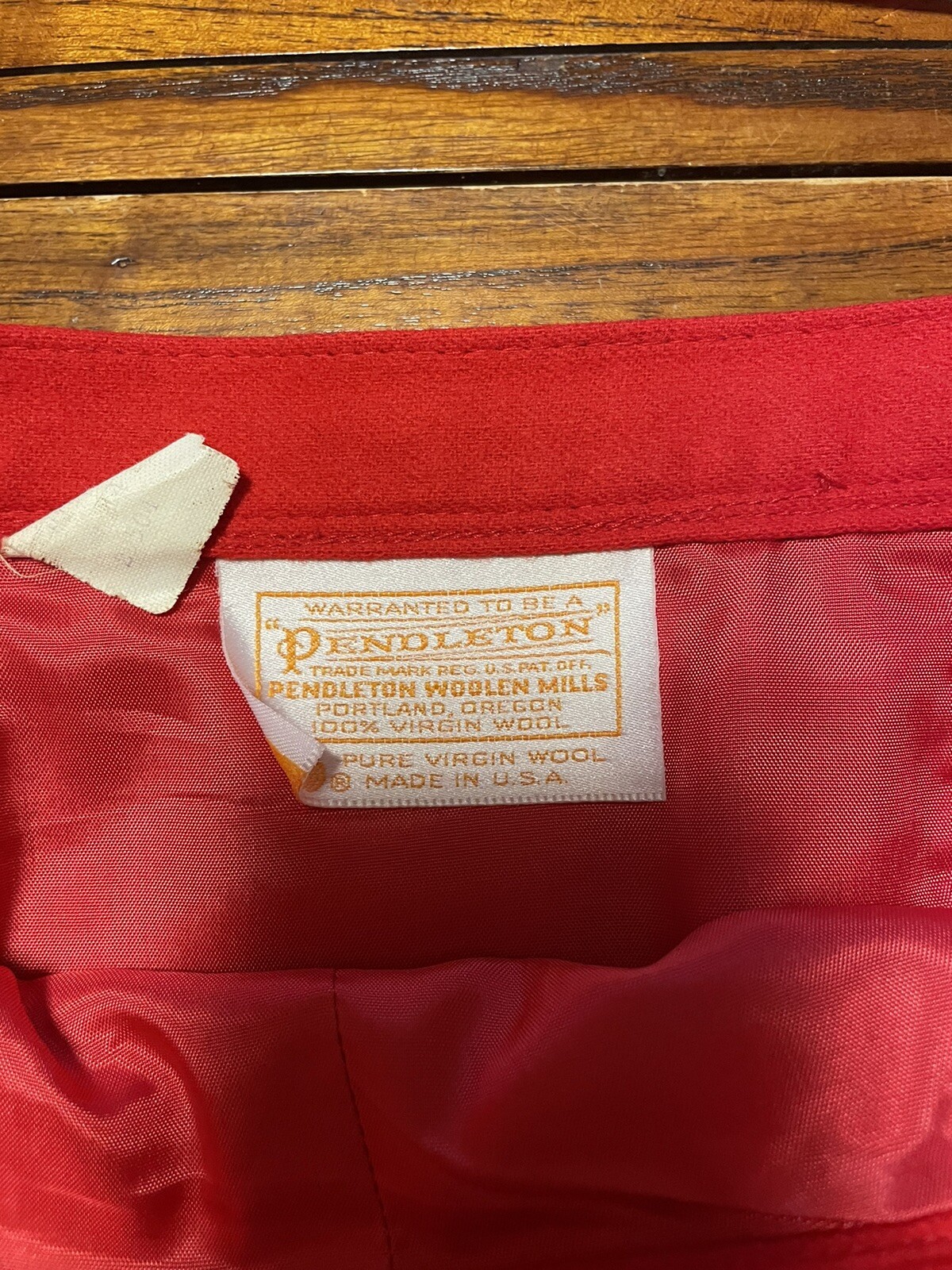 Vinatge 70s PENDLETON 100% Wool Solid Red Pleated… - image 7