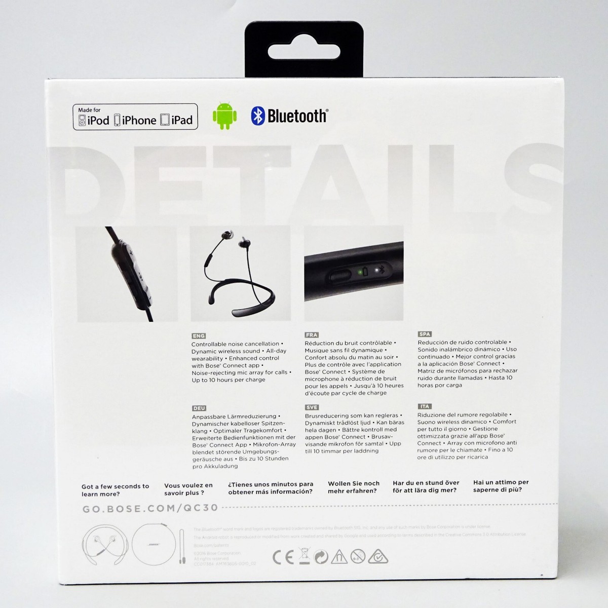 Bose QuietControl 30 Neckband Wireless Headphones - Black