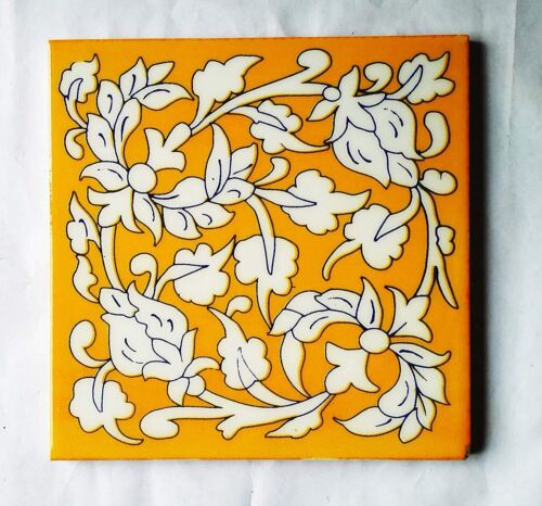 Blue Art Pottery Traditional Decorative Ceramic Floral Tiles 6 X 6'' Pack Of 6 - Picture 2 of 2