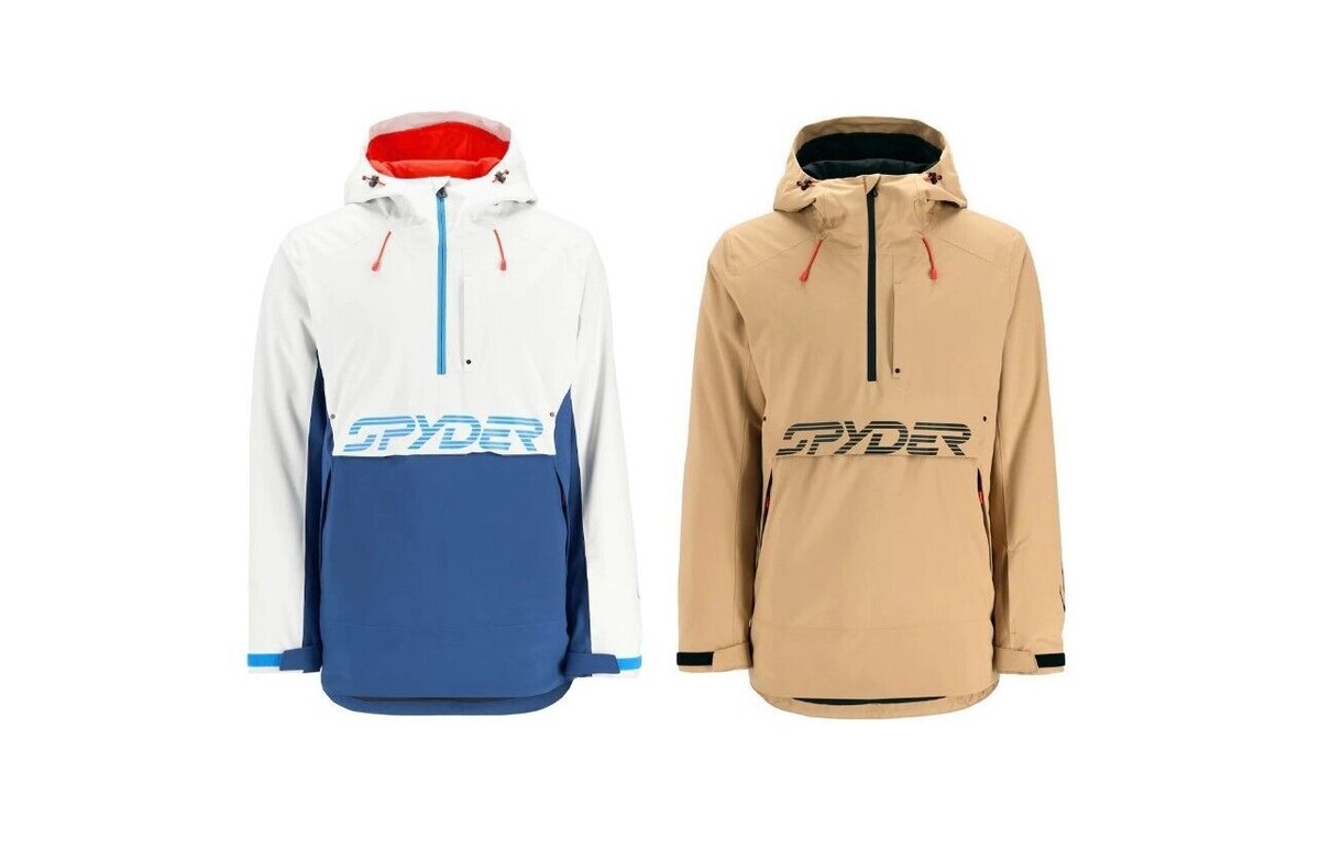 SPYDER MEN'S SIGNAL ANORAK RETRO JACKET SKI SNOW TANNIN, GLACIER