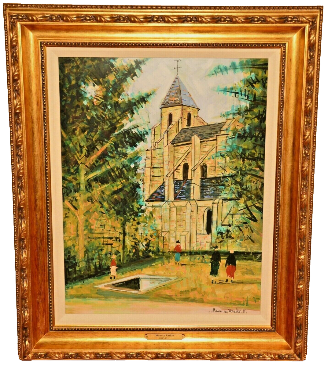 MAURICE UTRILLO Original Vintage Signed Garden Figure Landscape