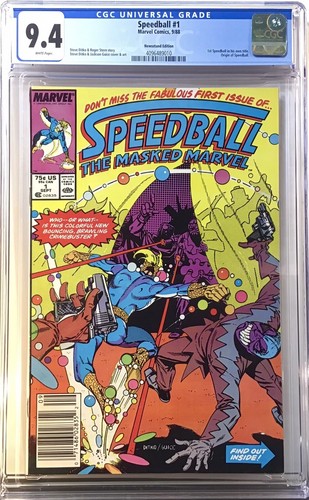 Speedball #1 cgc 9.4 ( 1988 ) Newsstand Edition! Origin of Speedball