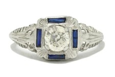 5/8Ct White Round Cut CZ Antique Art Deco Engagement Wedding Ring In 925 Silver