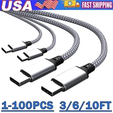 60W USB-C to USB-C Cable Fast Charger lot PD Nylon Cord For iPhone 16 Samsung