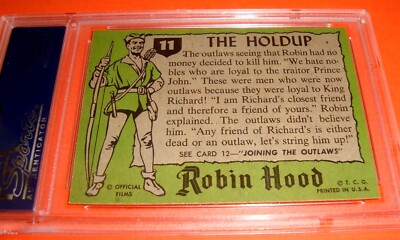 1957 topps ROBIN HOOD trading card #11 THE HOLDUP psa 9 oc MINT