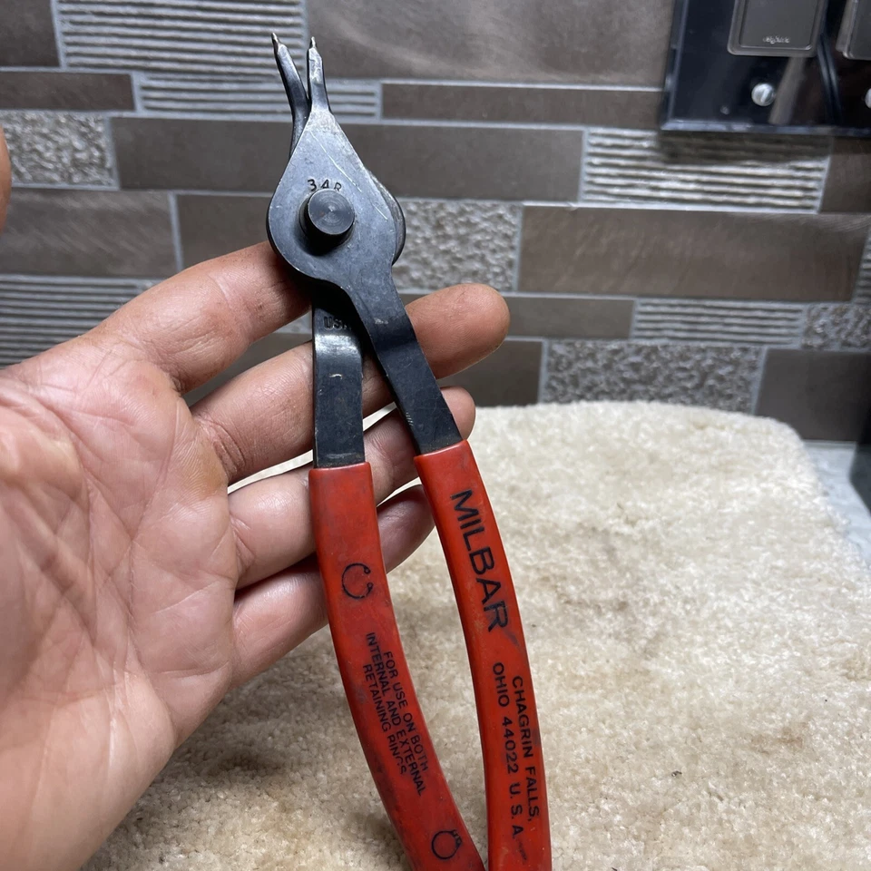 VINTAGE MILBAR 34R EXTERNAL INTERNAL RETAINING SNAP RING PLIERS USA 44022 - Image 2 of 4