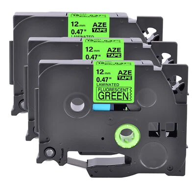 GREENCYCLE 3PK Compatible Brother P-Touch TZ TZe-D31 Black on Fluo Green Label Tape 12mm
