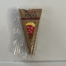 1 Pair of Pizza Socks New In Pizza Shaped Box 4 3/8" L Unisex 9-12