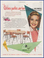 Vintage 1948 CHROMCRAFT Dinette Set Furniture Jane Powell Ephemera 40's Print Ad