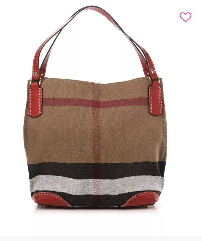 Burberry Medium Check Canvas Hobo Bag