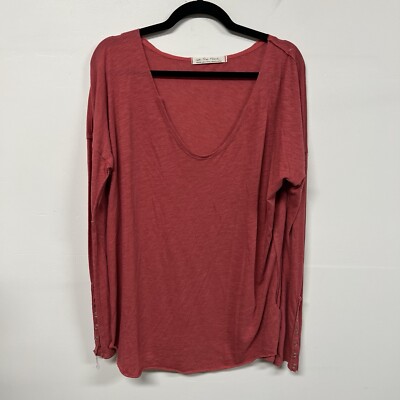 Free People Long Sleeve Shirt Size M Crimson Sienna Flor De Mayo Tee Lightweight