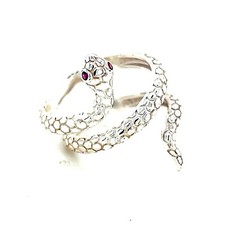 Silver 925 Snake Red Eyes Ring