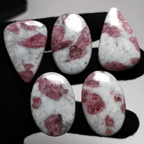 5 Pcs Natural Pink Tourmaline Quartz Hi-Quality 39mm-41mm Cabochon Gemstones Lot - Picture 2 of 13