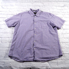 Eddie Bauer Classic Fit Purple Plaid Cotton Short Sleeve Mens Shirt XL