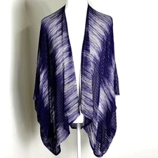 Cejon Navy & White Ombre Cardigan Wrap with Kimono Sleeves, One Size