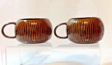 STARBUCKS 2013  2 STACKABLE TIKI COCONUT COFFEE MUGS 12 oz.