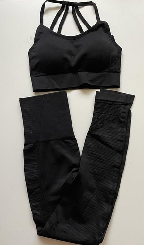 2 Piece Seamless High Waisted Padded Yoga Gym Running Fitness Bra Leggings Set - Picture 3 of 12