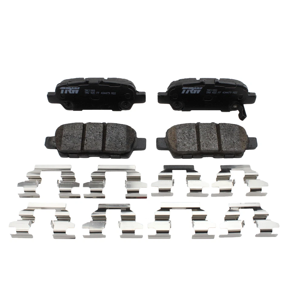 Juego de pastillas de freno traseras cerámicas TRW Pro con clips incluidos para Infiniti Nissan Foto 2 de 4