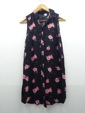 Ladies Divide black sleeveless floral patterned button up shirt dress size 6