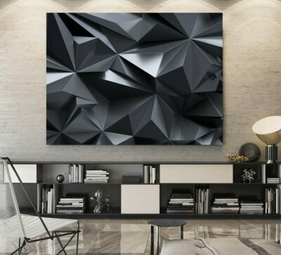 XXL LEINWAND BILD 135x100x5 POLYGON ART WANDBILD GRAU ABSTRAKT INDUSTRIE DESIGN 