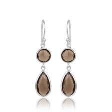 Natural Smoky Quartz Gemstone Drop/Dangle Womens Earrings 925 Sterling Silver