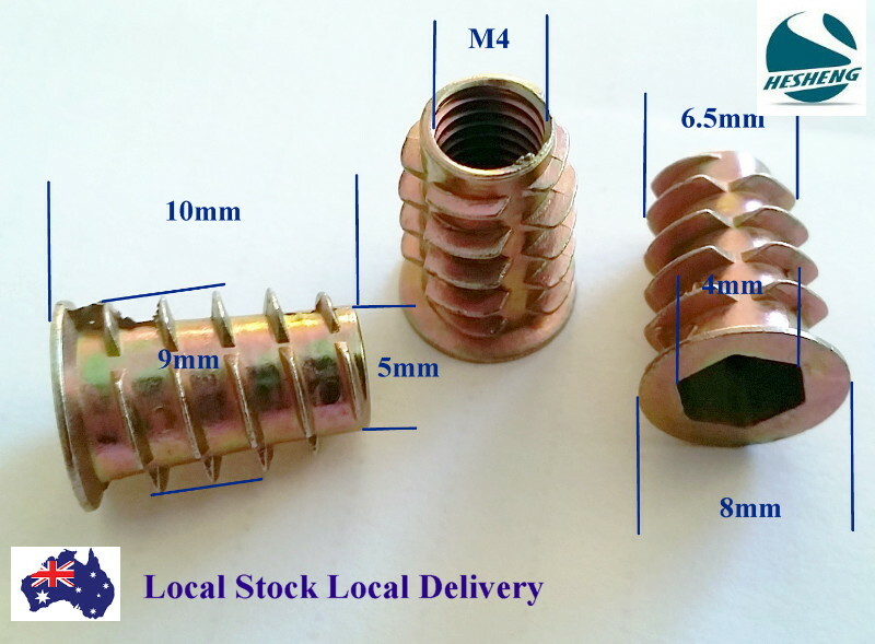Qty 10 M4 Wood Timber Threaded Flange Inserts Nuts Zinc Steel Alloy Insert  Nut | eBay
