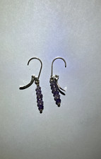 Stunning 14 Kt Yellow Gold Earrings Amethyst Faceted Beads Dangle Cute Kidney