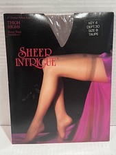 VTG Sheer Intrigue Lace Top Thigh High Stockings Sz. B Taupe NWT