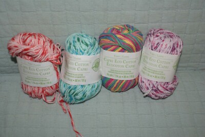 Loops & Threads Yarn Capri Eco Cotton Red Fruity Aquamarine Speckle Rainbow