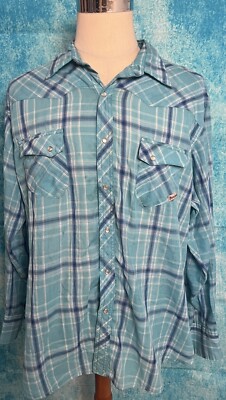 Wrangler Vintage Wrancher Western Pearl Snap Button Up Plaid Long Sleeve Sz 2X