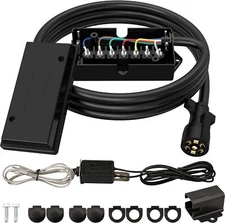 RVGUARD 7 Way 8 Foot Trailer Cord with 7 Gang Junction Box Kit,Include 8 ft 