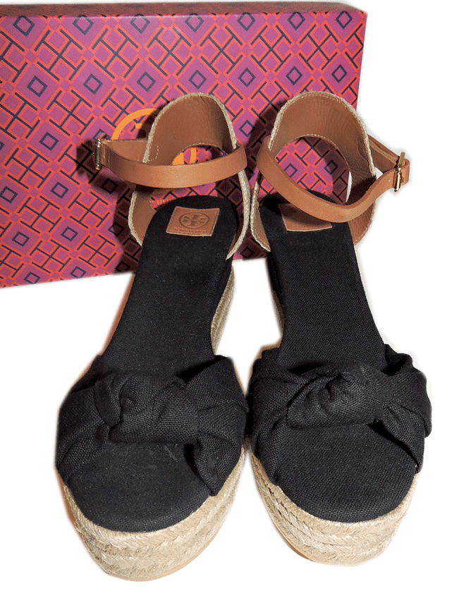 Tory Burch Macy Beige Lona Cuero Alpargatas Sandalia De Cuña Alpargatas Cuero Zapato Negro 8.5 1fc80a Tory Burch Macy Beige Lona Cuero Alpargatas Sandalia De Cuña Alpargatas Cuero Zapato Negro 8.5 1fc80a