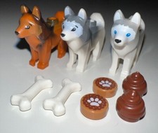 NEW LEGO Dog Husky Dark Orange Dark Bluish Gray Light Bluish Gray