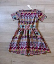 Sugarhill Black Multi Diamond & Zig Zag Print Dress BNWT Holiday Boho UK10