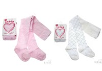 Baby Girls Tights White Pink Cream Diamond Tiny Hearts Christening - 0-24M abg