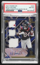 2021 Panini XR Rookie Triple Swatch Blue 27/49 Nico Collins #227 PSA 8 Auto v1x