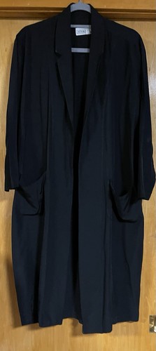 Norma Kamali, VINTAGE NORMA KAMALI Black Duster Cardigan Jacket, Petite, Pockets, GUC