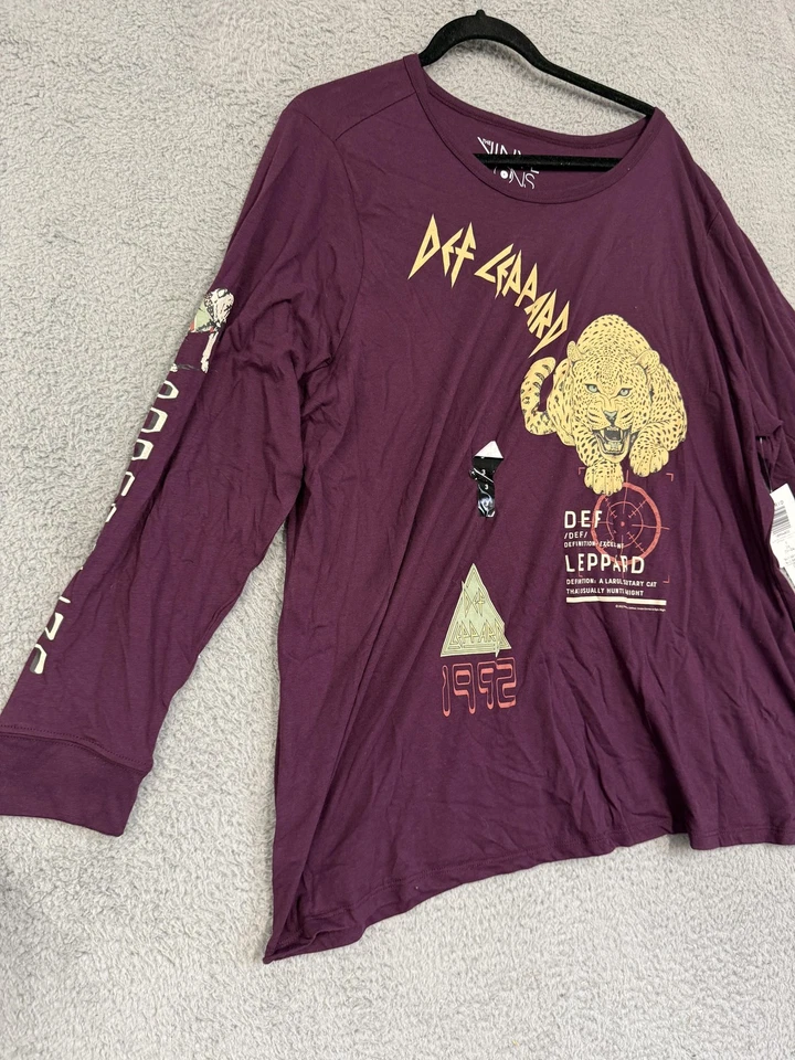 Camisa Def Leppard Mujer 3X Púrpura Manga Larga Torrid The Vinyl Icons 1992 Banda Foto 3 de 4