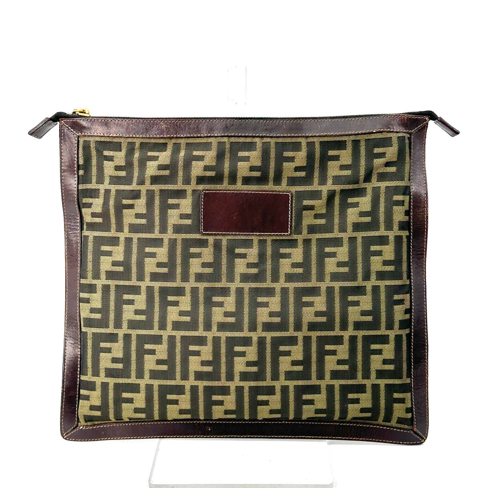 Borsa pochette FENDI Zucca tela pelle pochette FF zip autentica