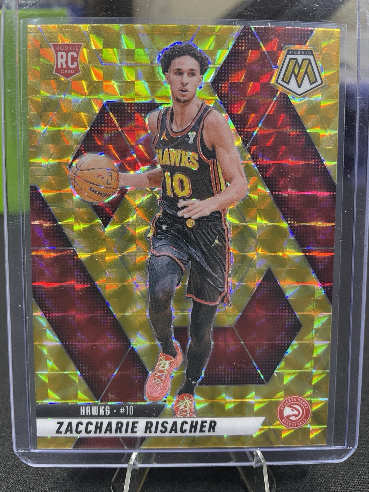2024-25 Panini Mosaic -  Zaccharie Risacher #213 Reactive Yellow Mosaic (RC)