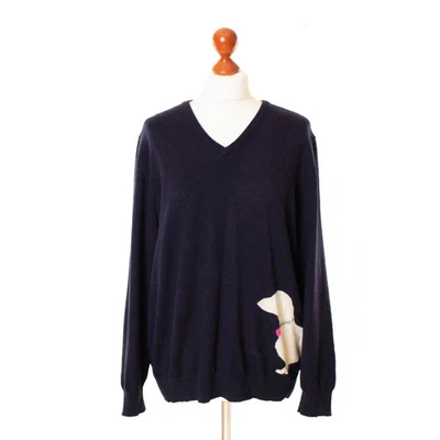 PETER HAHN Damen 90% Merinowolle 10% Kaschmir Blau Pullover Größe D 48  13485 - Bild 1 von 4