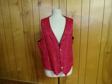 Vintage 1940's Red Rose Satin Reversible Black Faille Vest 3 Buttons Chest 47"