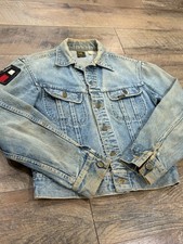 Vintage 70s Army Lee 101-J Sanforized Blue Denim Trucker Jacket Small USA Made