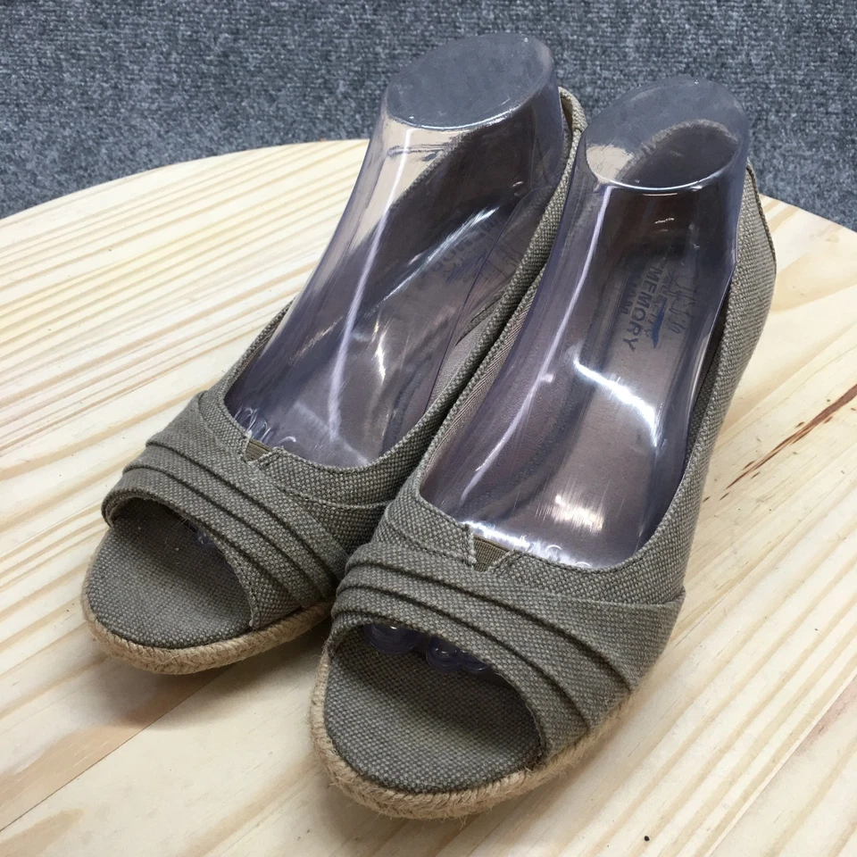 LifeStride Sandals Womens 9M Occupy Espadrille Brown Peep Toe Casual Wedge Heels - Image 3 of 4