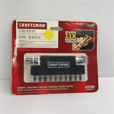 CRAFTSMAN 11 Pc Z-Driver Screwdriver Bit Set Hex Torx Phillips Slotted 42366 NEW