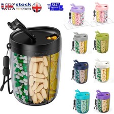 Cute Pill Dispenser with 6 Large Compartments, Portable Pill Bottle Organizer