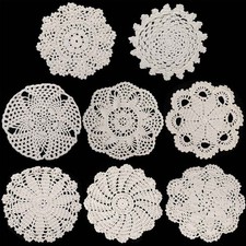 8Pcs/Lot 6-8inch Vintage Hand Crochet Doilies Round Cotton Lace Flower Placemats