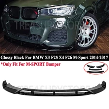 For BMW X3 F25 X4 F26 LCI M Sport14-17 GT Style Gloss Black Front Bumper Lip Kit
