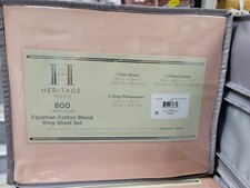 Heritage Home 800 Thread Count Cotton Blend Polyester KING Sheet Set Blush